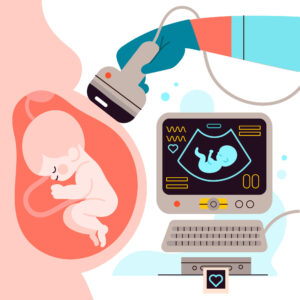 Ecografía obstétrica 3D mostrando bebé de 28 semanas
