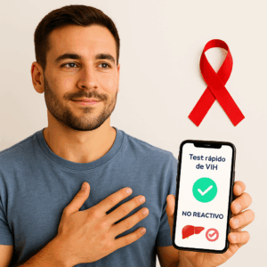 Resultado test rápido de VIH no reactivo en celular – VIH