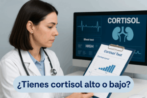 Médico revisando examen de cortisol para detectar niveles altos o bajos de la hormona del estrés