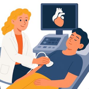 Ecografía cardiaca mostrando flujo Doppler