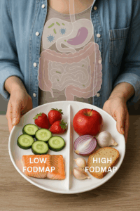 Infografía sobre SIBO y dieta FODMAP para aliviar el intestino irritable